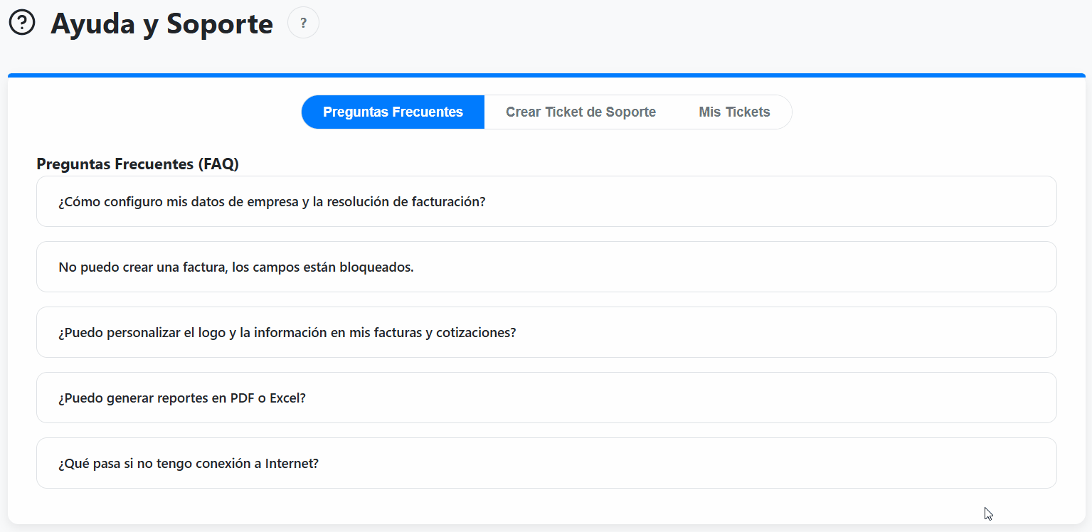 Formulario para crear un ticket de soporte